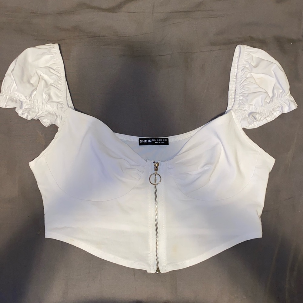 Shein Zipup Peasant Top